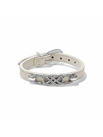 Brighton Women's Interlok Braid Leather Bracelet in Shoe White (view 1)