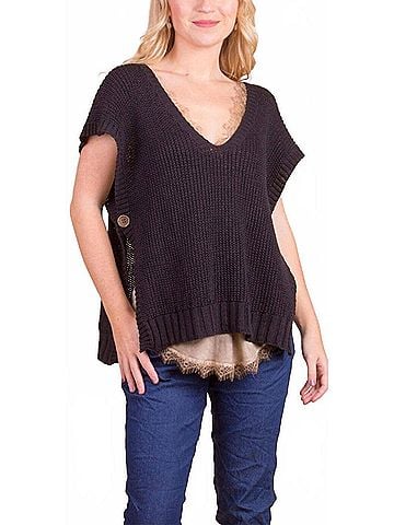 GiGi Moda Editta V Neck Vest in Black (view 2)