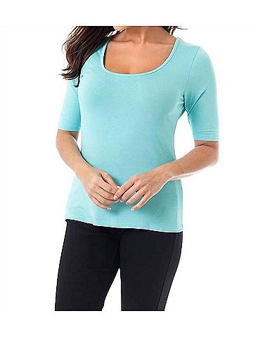 Angel Short Sleeve Scoop Neck Top in Aqua (view 2)