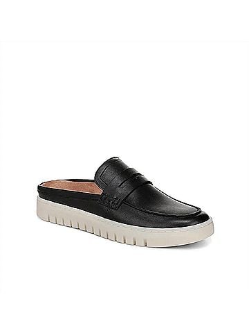 Vionic Women's Uptown Mule 2 Loafer in Black Tumbled Leather (view 1)