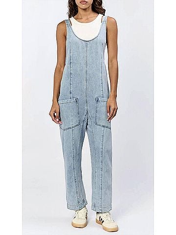 Dear John Julie Oversized Overalls in Ocean (view 2)