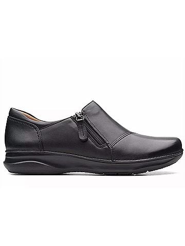 Clarks Appley Zip Leather Shoes in Black (view 1)