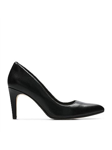 Clarks Women's Laina Rae Court Shoes in Black Leather (view 1)