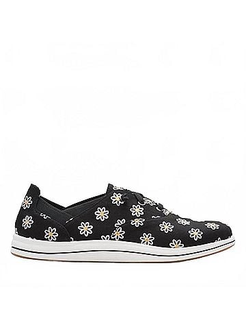 Clarks Women's Cloudsteppers Breeze Ave Lace Up Sneaker in Black Canvas (view 1)