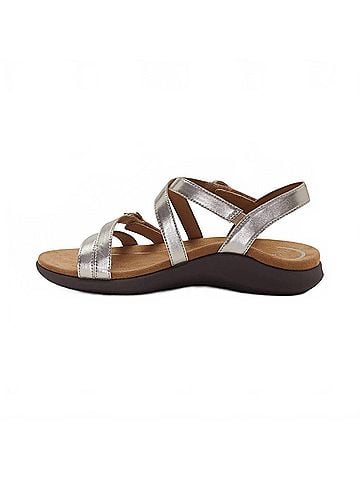 Aetrex Women's Hadley Adjustable Quarter Strap Sandal in Champagne (view 2)