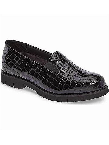 David Tate Women's Pearl Leather Loafers in Black Croco (view 1)