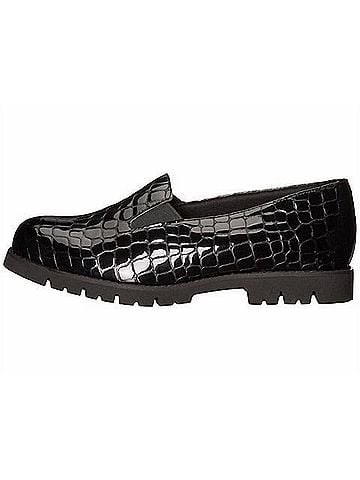 David Tate Women's Pearl Leather Loafers in Black Croco (view 2)