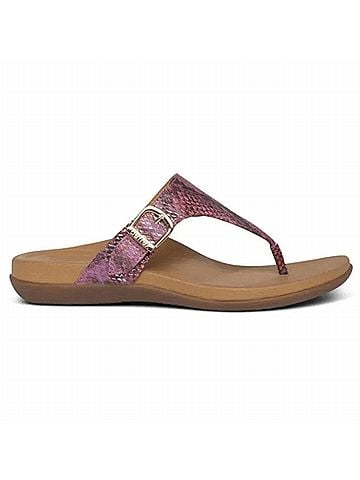Aetrex Women's Rita Adjustable Thong Sandal in Pink Snake (view 1)