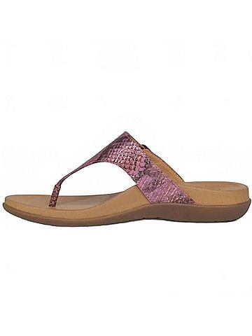 Aetrex Women's Rita Adjustable Thong Sandal in Pink Snake (view 2)