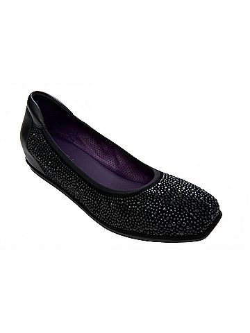 VANELi Women's Gisel Sparkle Suede Flat in Black (view 2)