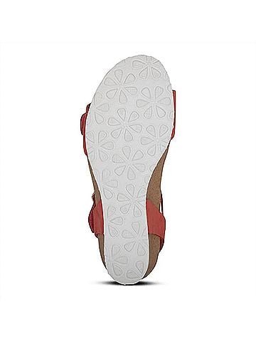 Aetrex Women's Lexa Quarter Strap Wedge Sandal in Coral (view 2)