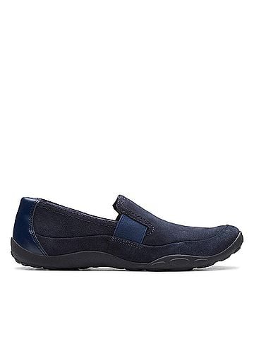 Clarks Women's Haley Park Loafer Flats in Navy Suede (view 1)