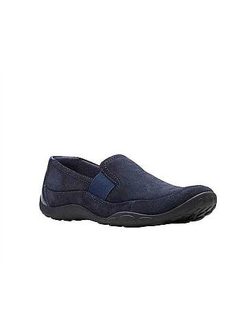 Clarks Women's Haley Park Loafer Flats in Navy Suede (view 2)