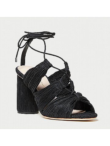 Loeffler Randall Women's Teresa Pleated Lace Up Sandal in Black (view 2)