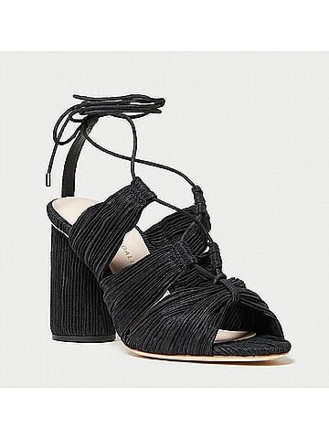 Loeffler Randall Women's Teresa Pleated Lace Up Sandal in Black (view 2)