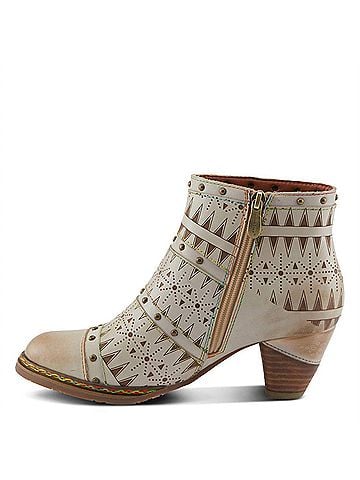 Spring Step Women's Niobe Heeled Boots in Beige Multi (view 2)