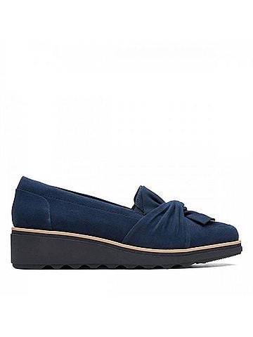 Clarks Women's Sharon Dasher Wedge Loafer in Navy (view 1)