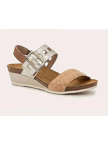 Naot Women's Dynasty Wedge Sandals in Cork/Radiant Gold/Latte Brown (view 2)