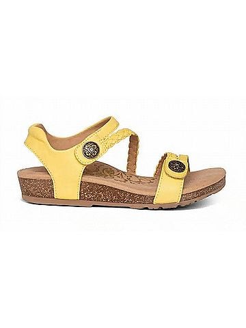 Aetrex Women's Jillian Braided Quarter Strap Sandal in Lemon (view 1)
