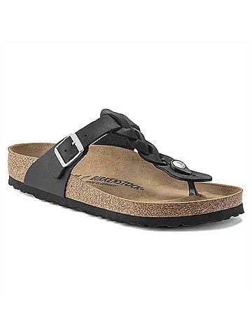 Birkenstock Women's Gizeh Braid Thong Sandal in Black Oiled (view 2)