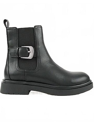 SODA Women's Glenna Low Heel Buckle Detail Ankle Boots in Black (view 1)