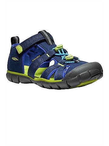 Keen Big Kids' Seacamp Ii Cnx Sandal 3 Mo in Naval Academy/Chartreuse (view 2)