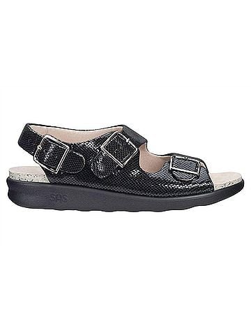 SAS Women's Relaxed Heel Strap Sandal in Black Snake (view 1)