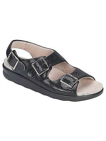 SAS Women's Relaxed Heel Strap Sandal in Black Snake (view 2)
