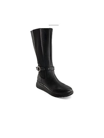 Andrea Women's Leather Tall Riding Boots in Black (view 2)