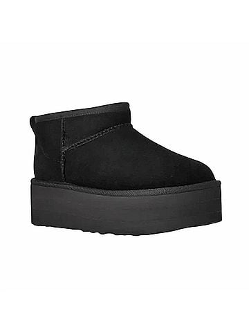 Ugg Women's Classic Mini Platform Slide On Winter Boots in Black (view 1)