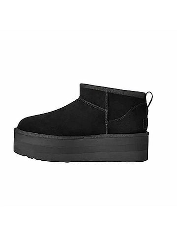 Ugg Women's Classic Mini Platform Slide On Winter Boots in Black (view 2)