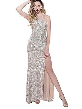 Eliza J One Shoulder Cutout Sequins Gown Cocktail Dress (view 1)