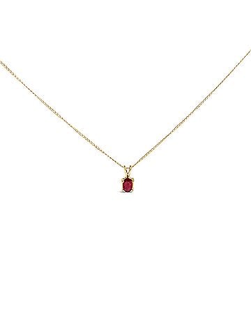 Haus of Brilliance 14K Yellow Gold 6x4MM Oval Shaped Red Ruby Solitaire Pendant Necklace (view 1)