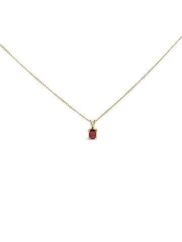 Haus of Brilliance 14K Yellow Gold 6x4MM Oval Shaped Red Garnet Solitaire Pendant Necklace (view 1)
