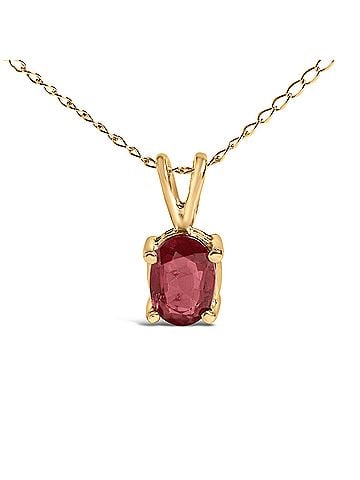 Haus of Brilliance 14K Yellow Gold 6x4MM Oval Shaped Red Garnet Solitaire Pendant Necklace (view 2)
