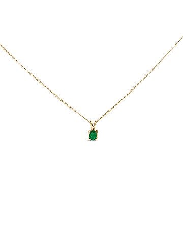Haus of Brilliance 14K Yellow Gold 6x4MM Oval Shaped Green Emerald Solitaire Pendant Necklace (view 1)