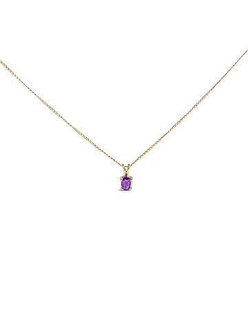 Haus of Brilliance 14K Yellow Gold 6x4MM Oval Shaped Purple Amethyst Solitaire Pendant Necklace (view 1)