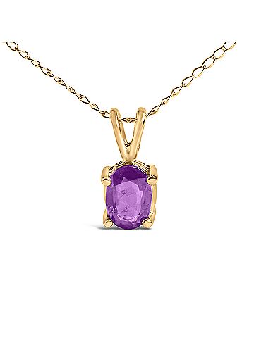 Haus of Brilliance 14K Yellow Gold 6x4MM Oval Shaped Purple Amethyst Solitaire Pendant Necklace (view 2)