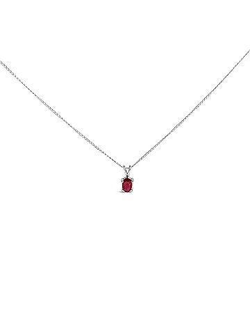 Haus of Brilliance 14K White Gold 6x4MM Oval Shaped Red Ruby Solitaire Pendant Necklace (view 1)