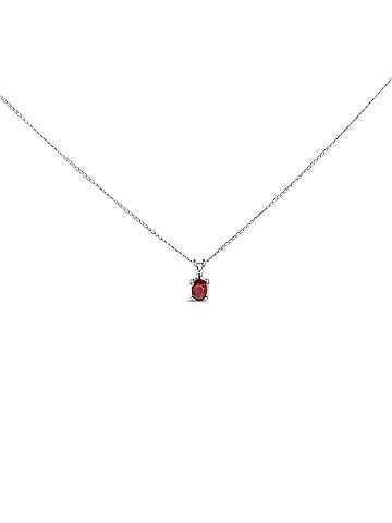 Haus of Brilliance 14K White Gold 6x4MM Oval Shaped Red Garnet Solitaire Pendant Necklace (view 1)