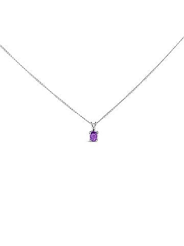 Haus of Brilliance 14K White Gold 6x4MM Oval Shaped Purple Amethyst Solitaire Pendant Necklace (view 1)