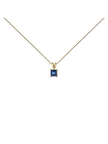 Haus of Brilliance 14K Yellow Gold 5x5 MM Square Shaped Blue Sapphire Solitaire Pendant Necklace (view 1)