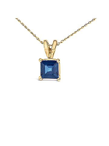 Haus of Brilliance 14K Yellow Gold 5x5 MM Square Shaped Blue Sapphire Solitaire Pendant Necklace (view 2)