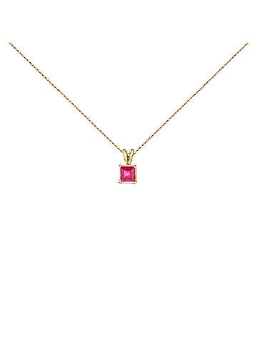Haus of Brilliance 14K Yellow Gold 5x5 MM Square Shaped Red Ruby Solitaire Pendant Necklace (view 1)