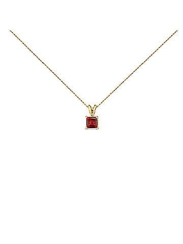 Haus of Brilliance 14K Yellow Gold 5x5 MM Square Shaped Red Garnet Solitaire Pendant Necklace (view 1)
