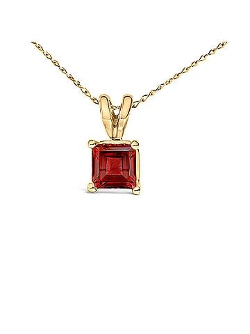 Haus of Brilliance 14K Yellow Gold 5x5 MM Square Shaped Red Garnet Solitaire Pendant Necklace (view 2)