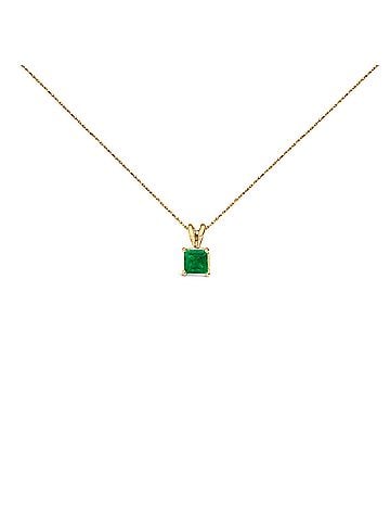 Haus of Brilliance 14K Yellow Gold 5x5 MM Square Shaped Green Emerald Solitaire Pendant Necklace (view 1)