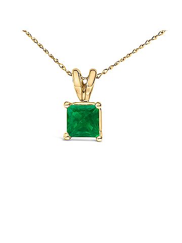 Haus of Brilliance 14K Yellow Gold 5x5 MM Square Shaped Green Emerald Solitaire Pendant Necklace (view 2)