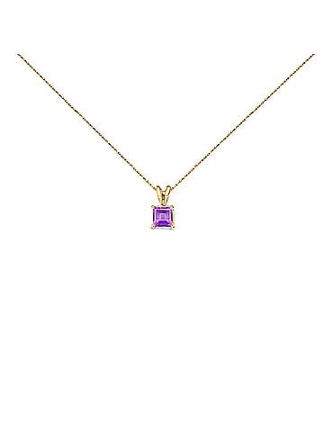 Haus of Brilliance 14K Yellow Gold 5x5 MM Square Shaped Purple Amethyst Solitaire Pendant Necklace (view 1)