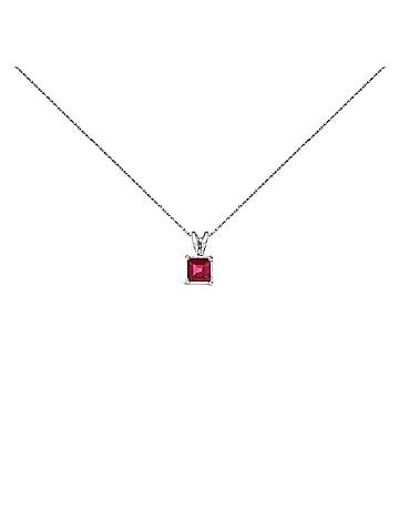 Haus of Brilliance 14K White Gold 5x5 MM Square Shaped Red Ruby Solitaire Pendant Necklace (view 1)